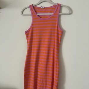 Cotton On Pink and Orange Striped Midi Dress
